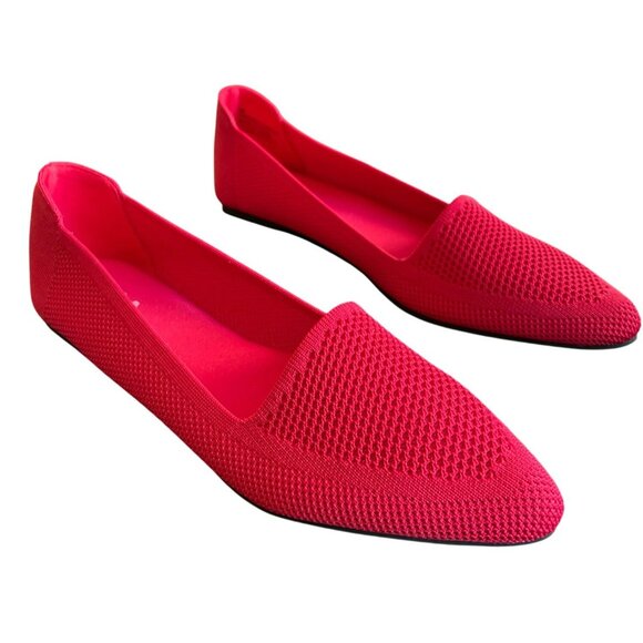 NEW Mia Red Corinne Pointed Toe Knit Flat Comfy Shoes Size 8 - Picture 1 of 7